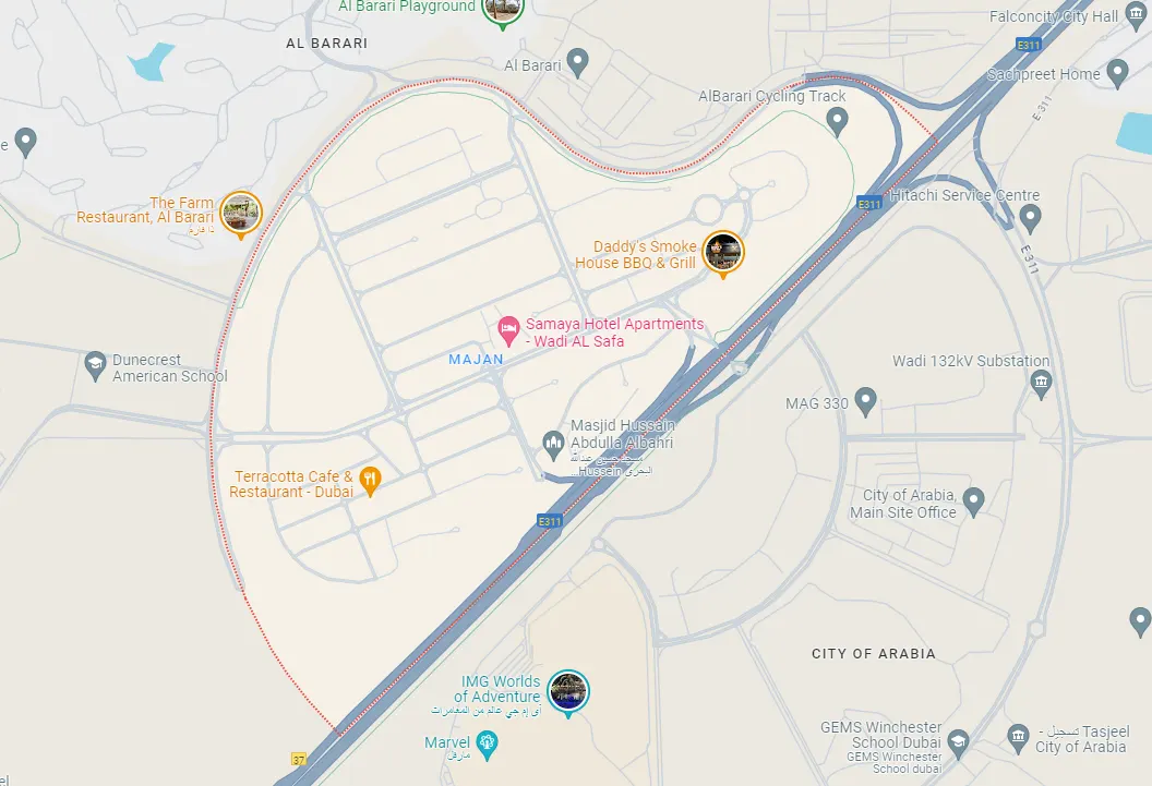 Map of Arabian Paws in Majan, Dubai